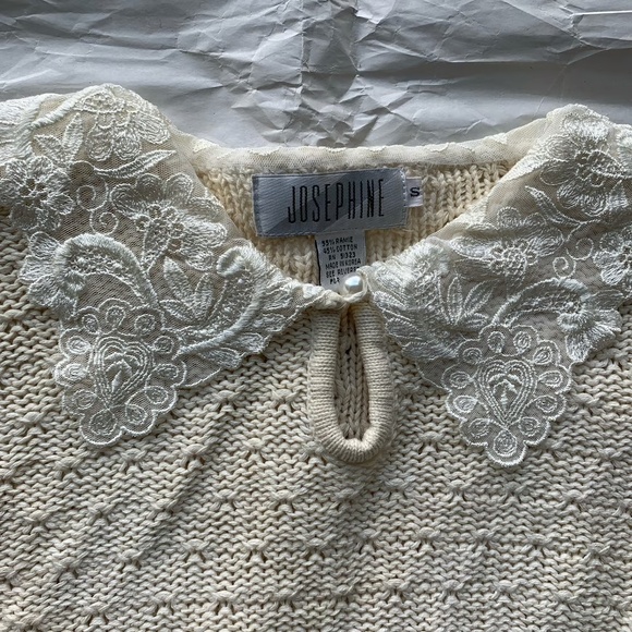 Vintage Knit Sweater, S, Cream, Cotton & Ramie, Good Condition - Picture 4 of 8